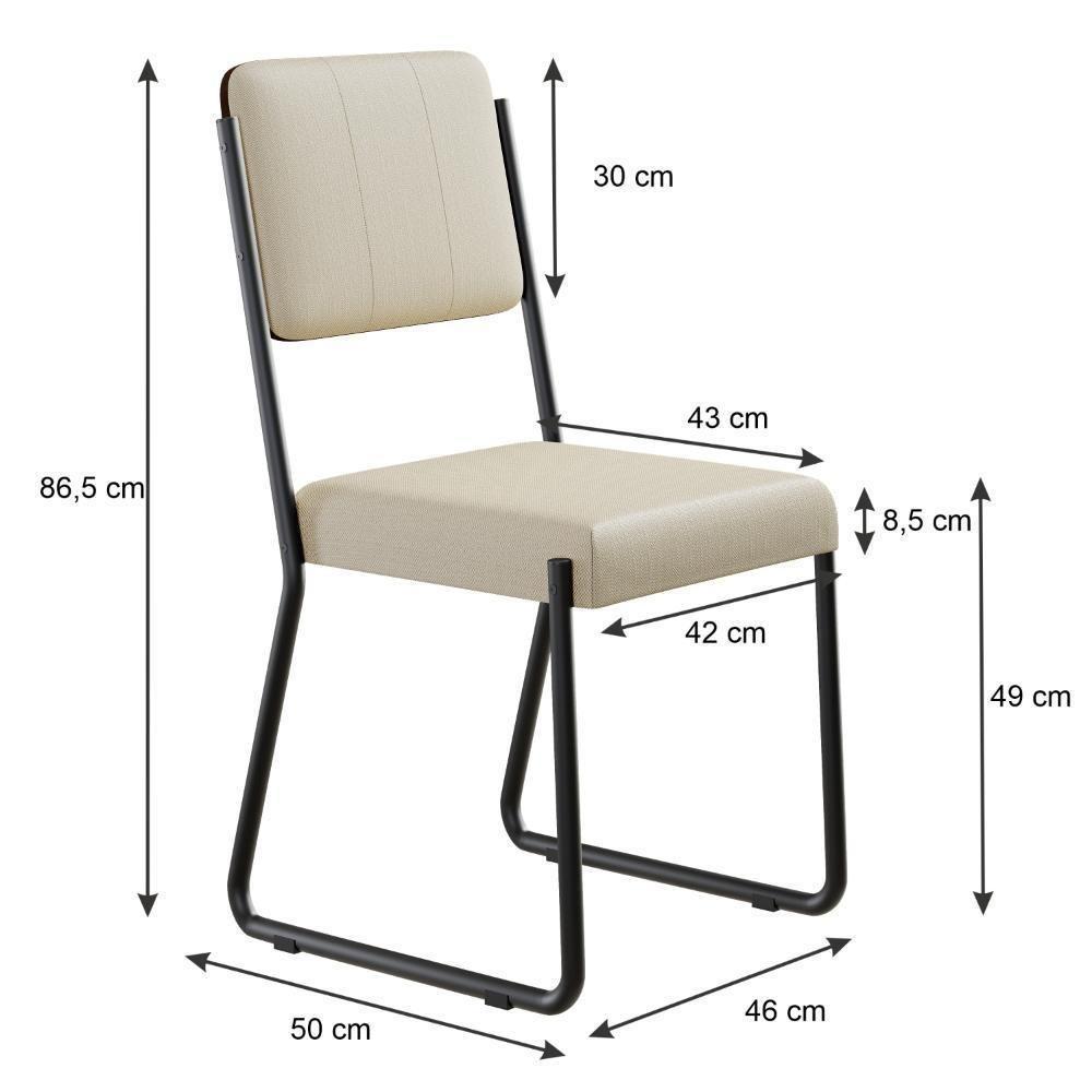 Conjunto 4 Cadeiras De Jantar Next Areia Corriente Estrutura Preta - 2