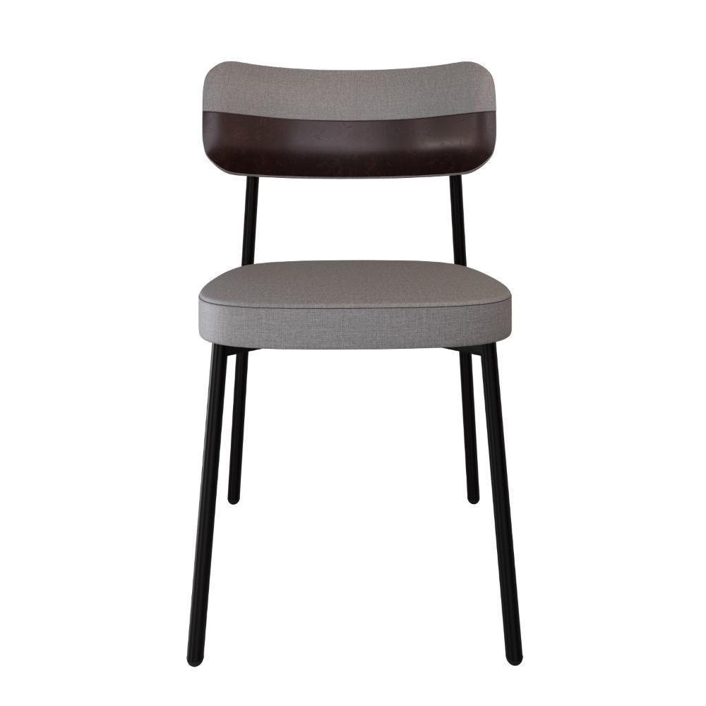 Conjunto 4 Cadeiras De Jantar Alloa Corriente Cinza Claro Courino Café Estrutura Preta - 7