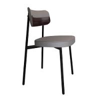 Conjunto 4 Cadeiras De Jantar Alloa Corriente Cinza Claro Courino Café Estrutura Preta - 5