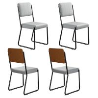 Conjunto 4 Cadeiras De Jantar Next Cinza Claro Corriente Courino Caramelo Estrutura Preta - 2