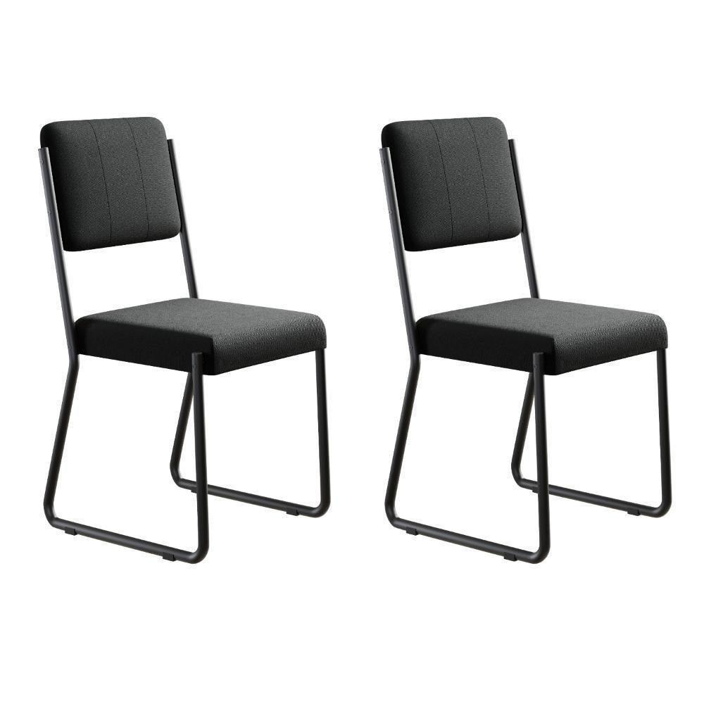 Conjunto 2 Cadeiras De Jantar Next Preto Corriente Estrutura Preta - 2