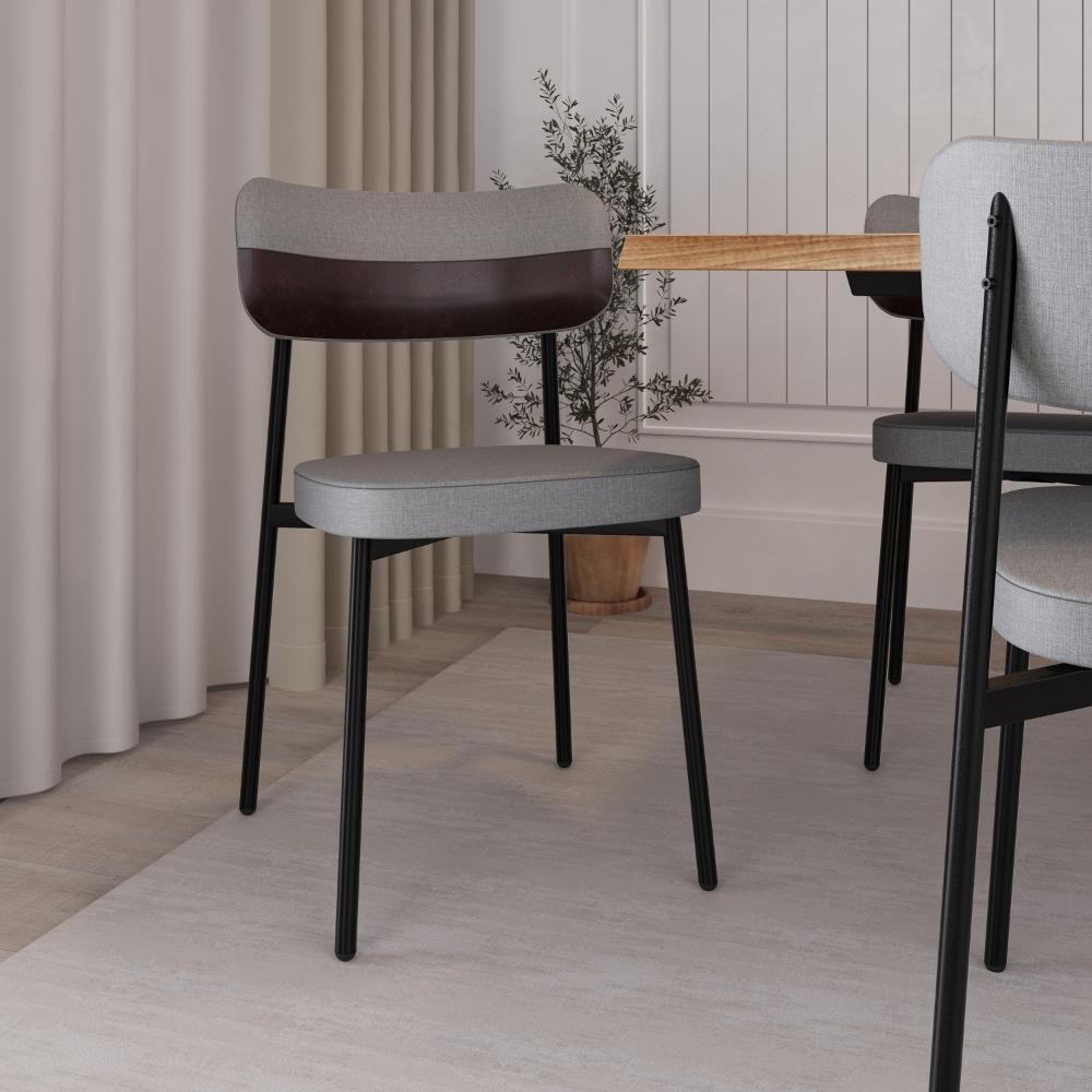 Cadeira Alloa Fixa Com 4 Pés 50 X 44,7 X 83,8 Cm Com 6 Unidade Corriente Cinza Claro Courino Café - 3