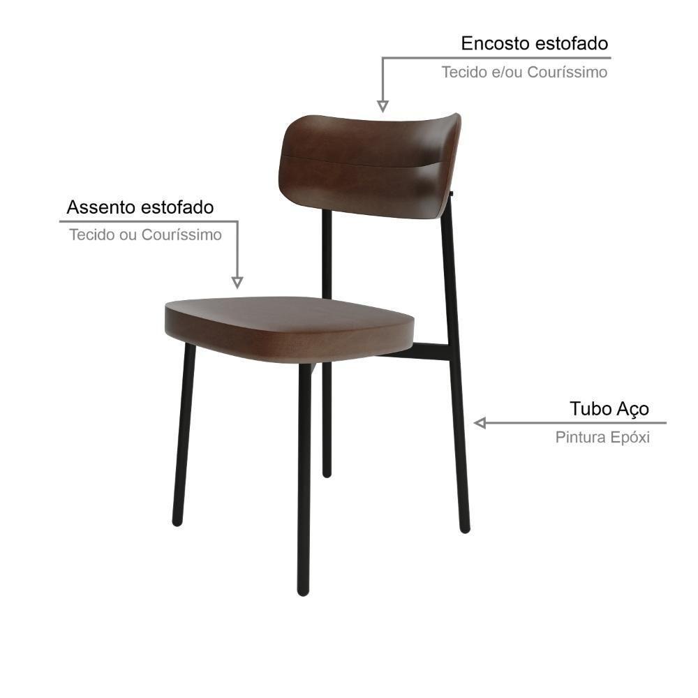 Conjunto 6 Cadeiras De Jantar Alloa Courino Whisky Estrutura Preta - 4