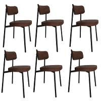 Conjunto 6 Cadeiras De Jantar Alloa Courino Whisky Estrutura Preta - 1