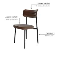 Conjunto 6 Cadeiras De Jantar Alloa Courino Whisky Estrutura Preta