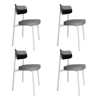 Cadeira Alloa Fixa Com 4 Pés 50 X 44,7 X 83,8 Cm Com 4 Unidade Corriente Cinza Claro Courino Preto