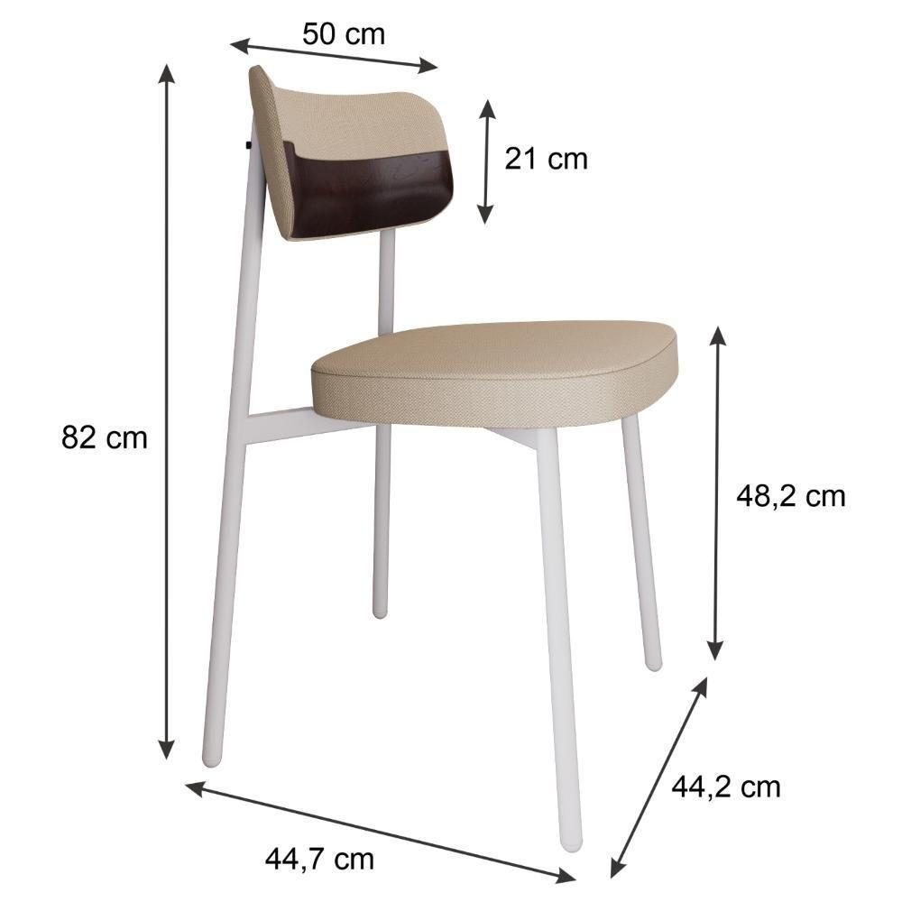 Conjunto 2 Cadeiras De Jantar Alloa Corriente Areia Courino Café Estrutura Branca - 7