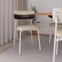 Conjunto 2 Cadeiras De Jantar Alloa Corriente Areia Courino Café Estrutura Branca - 3