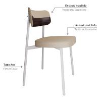 Conjunto 2 Cadeiras De Jantar Alloa Corriente Areia Courino Café Estrutura Branca