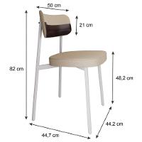 Conjunto 2 Cadeiras De Jantar Alloa Corriente Areia Courino Café Estrutura Branca - 7