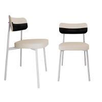 Conjunto 2 Cadeiras De Jantar Alloa Corriente Palha Courino Preto Estrutura Branca - 1