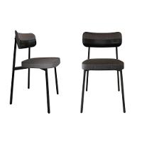 2 Unidades Cadeira Alloa Fixa Com 4 Pés 50 X 44,7 X 83,8 Cm - Corriente Grafite Courino Pt - Preto Epoxi - 1