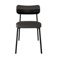 2 Unidades Cadeira Alloa Fixa Com 4 Pés 50 X 44,7 X 83,8 Cm - Corriente Grafite Courino Pt - Preto Epoxi - 5