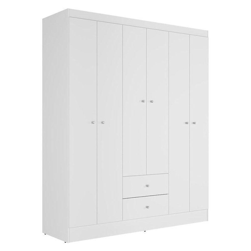 Guarda Roupa Solteiro Versa 6 Portas Branco Rosa Flex Fosco - Kits Paraná - 1