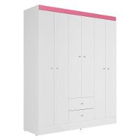 Guarda Roupa Solteiro Versa 6 Portas Branco Rosa Flex Fosco - Kits Paraná - 2