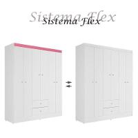 Guarda Roupa Solteiro Versa 6 Portas Branco Rosa Flex Fosco - Kits Paraná