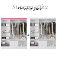 Guarda Roupa Solteiro Versa 6 Portas Branco Rosa Flex Fosco - Kits Paraná - 5
