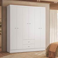 Guarda Roupa Solteiro Versa 6 Portas Branco Rosa Flex Fosco - Kits Paraná - 7