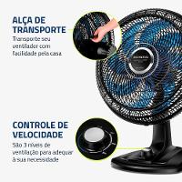 Ventilador De Mesa Mondial 40cm Super Turbo 8 Pás VTX-40-Crystal Preto Azul 110V - 5