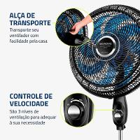 Ventilador De Coluna Mondial 40cm Super Turbo 8 Pás VTX-40C-Crystal Preto Azul 220V - 6