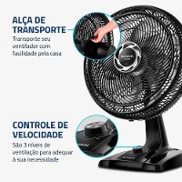 Ventilador De Mesa Mondial 40cm 8 Pás Turbo NVT-40-8P-B Preto Prata 220V - 5