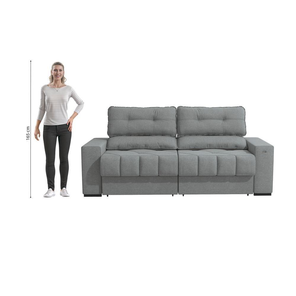 Sofá Retrátil Kappesberg Sander Linho Cinza - 4