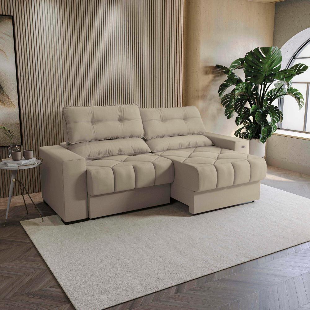 Sofá Retrátil Kappesberg Sander Suede Bege - 1