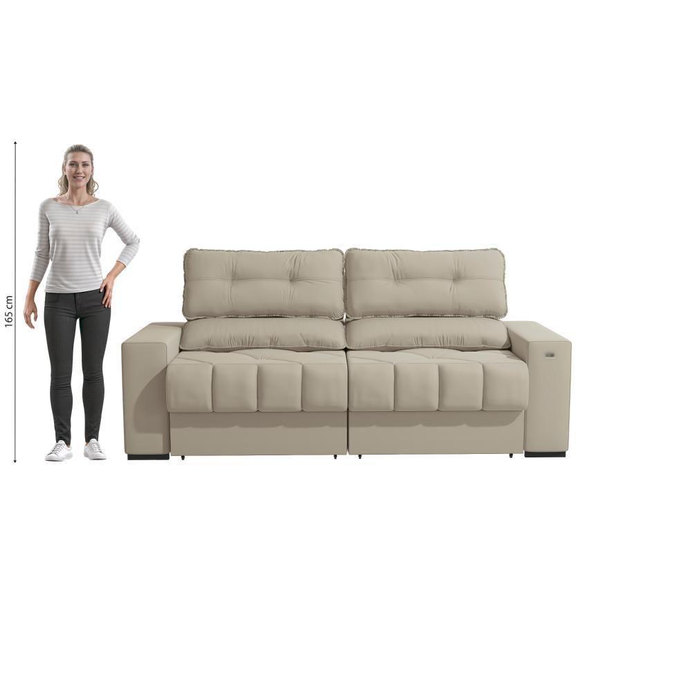 Sofá Retrátil Kappesberg Sander Suede Bege - 4