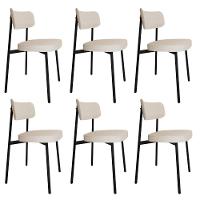 Conjunto 6 Cadeiras De Jantar Alloa Corriente Palha Estrutura Preta - 1