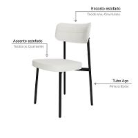 Conjunto 6 Cadeiras De Jantar Alloa Corriente Palha Estrutura Preta