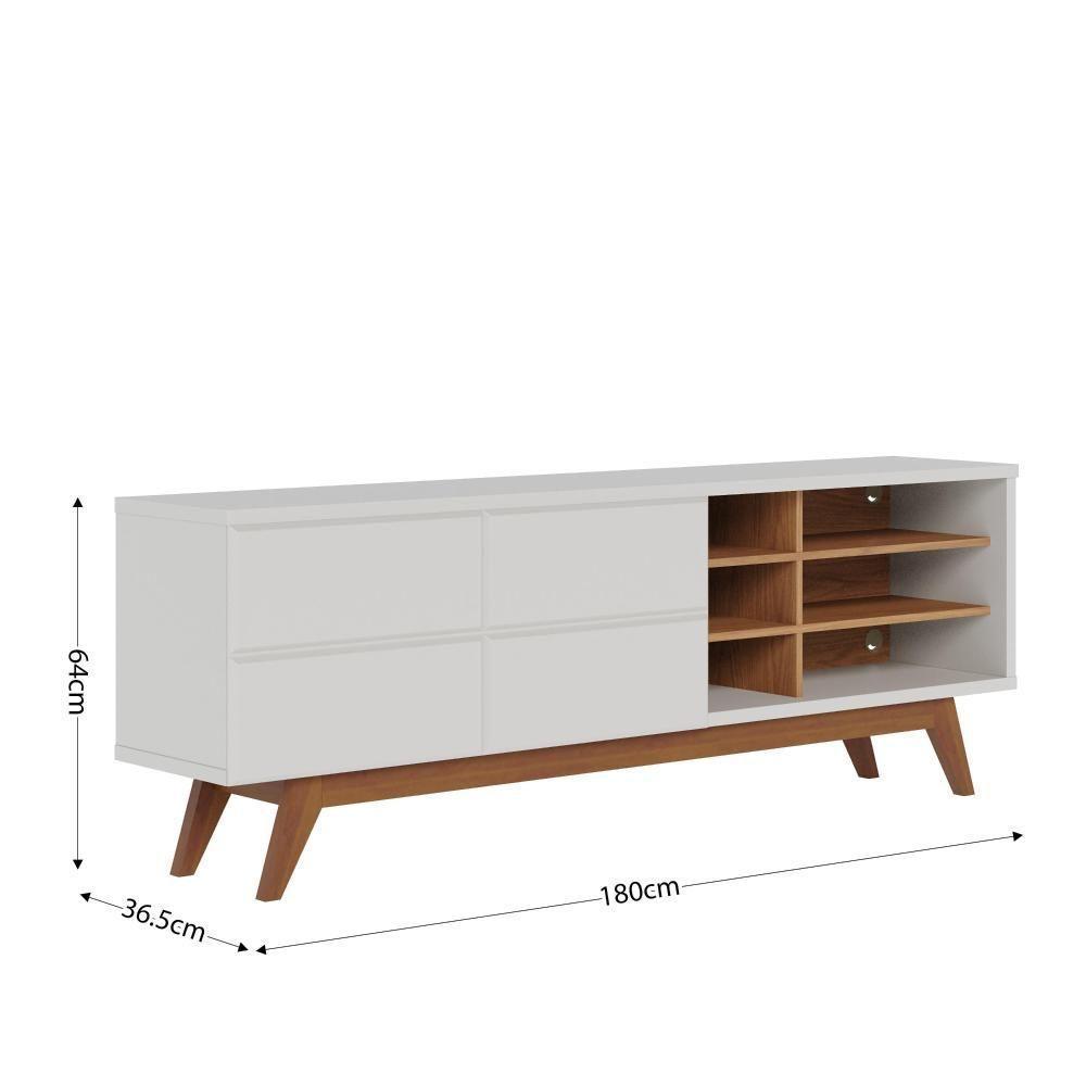 Rack Bancada Noronha 1.8 Off White Matte Freijó Com Aparador Riviera Freijó – Colibri - 8