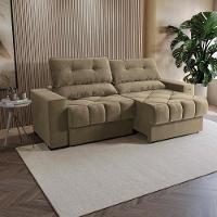 Sofá Retrátil Kappesberg Sander Veludo Bege - 1