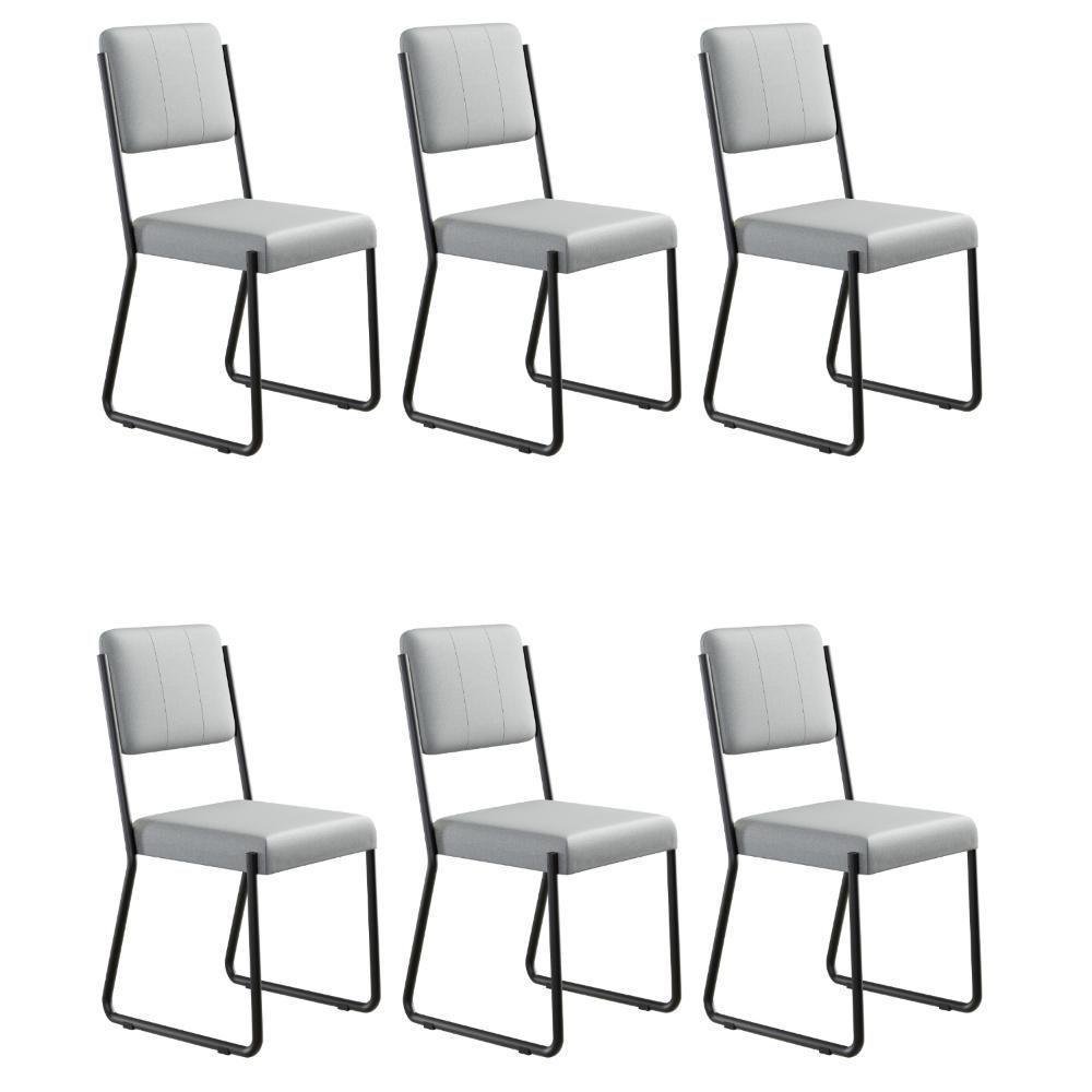 Conjunto 6 Cadeiras De Jantar Next Cinza Claro Corriente Estrutura Preta - 1