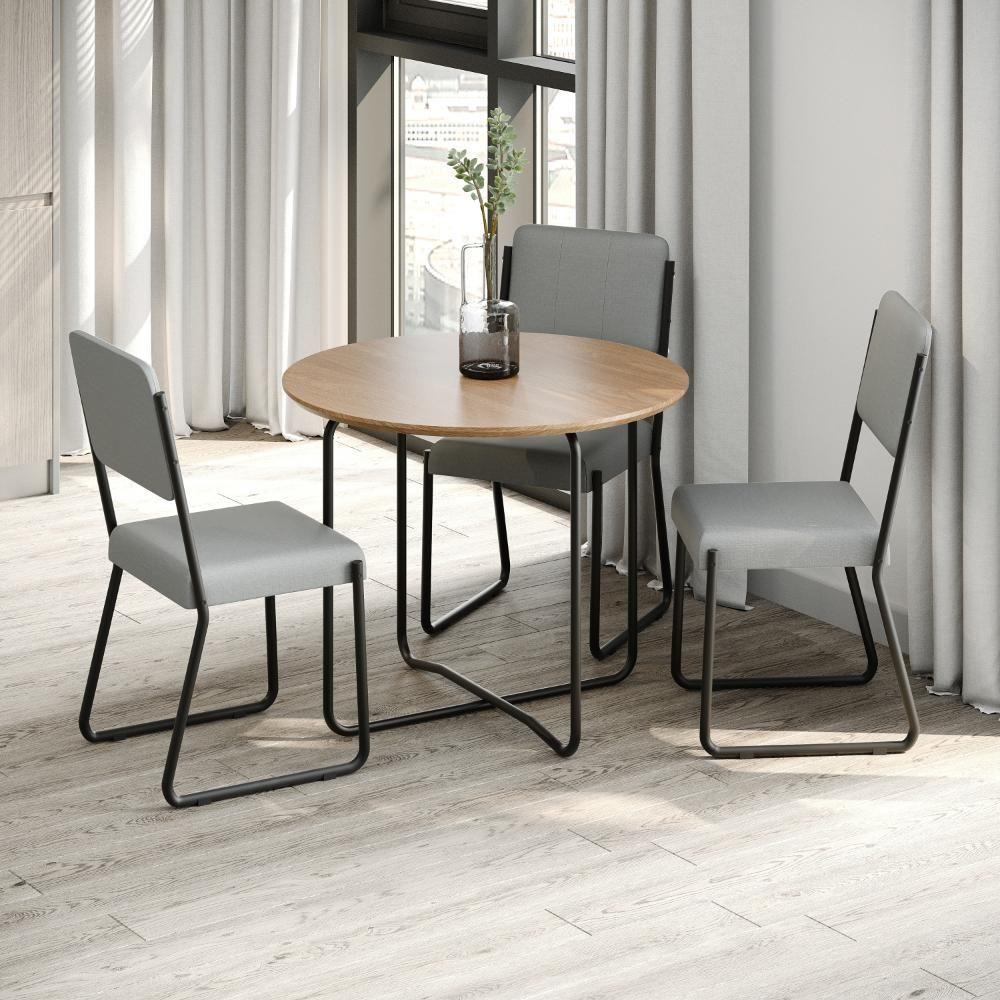 Conjunto 6 Cadeiras De Jantar Next Cinza Claro Corriente Estrutura Preta - 2