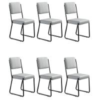 Conjunto 6 Cadeiras De Jantar Next Cinza Claro Corriente Estrutura Preta - 1