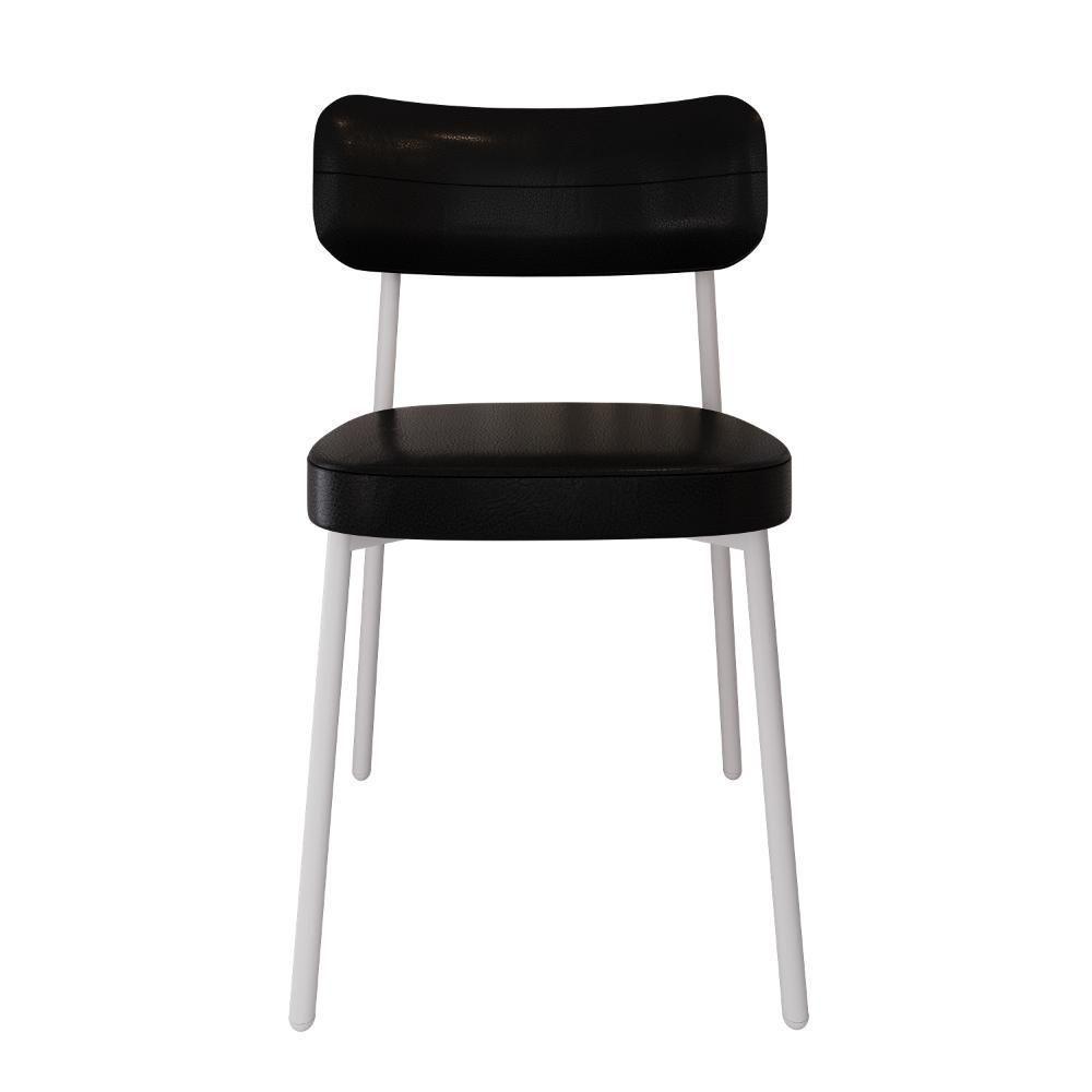 Conjunto 2 Cadeiras De Jantar Alloa Courino Preto Estrutura Branca - 5