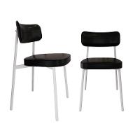 Conjunto 2 Cadeiras De Jantar Alloa Courino Preto Estrutura Branca - 1