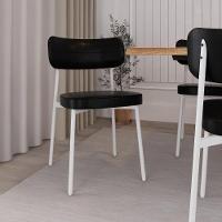 Conjunto 2 Cadeiras De Jantar Alloa Courino Preto Estrutura Branca - 3