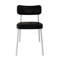 Conjunto 2 Cadeiras De Jantar Alloa Courino Preto Estrutura Branca - 5