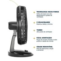 Ventilador De Mesa Britânia 2 Em 1 Maxx Force 6 Pás BVT500 Preto 220V - 5