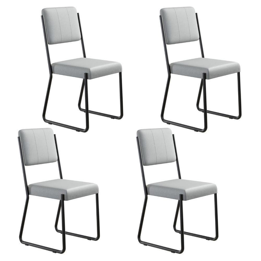 Conjunto 4 Cadeiras De Jantar Next Cinza Claro Corriente Estrutura Preta - 2