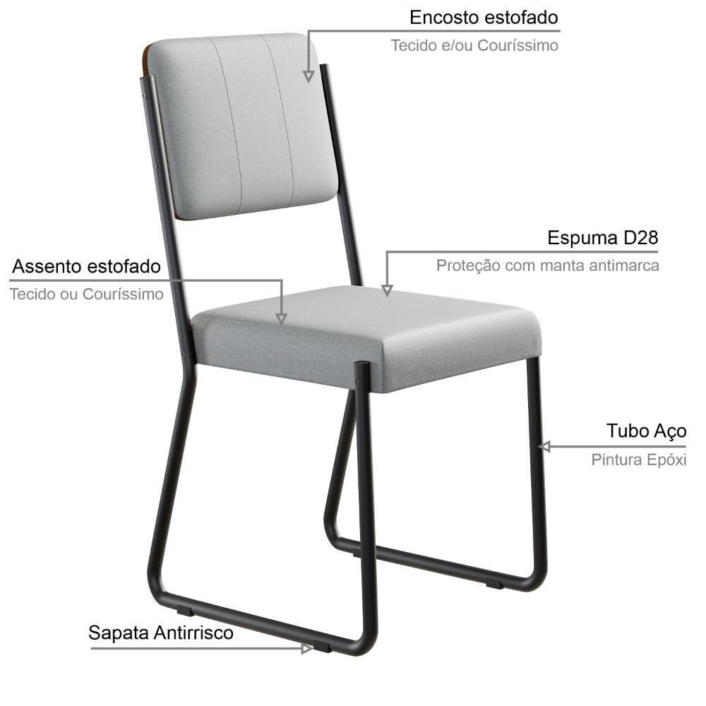 Conjunto 4 Cadeiras De Jantar Next Cinza Claro Corriente Estrutura Preta - 4