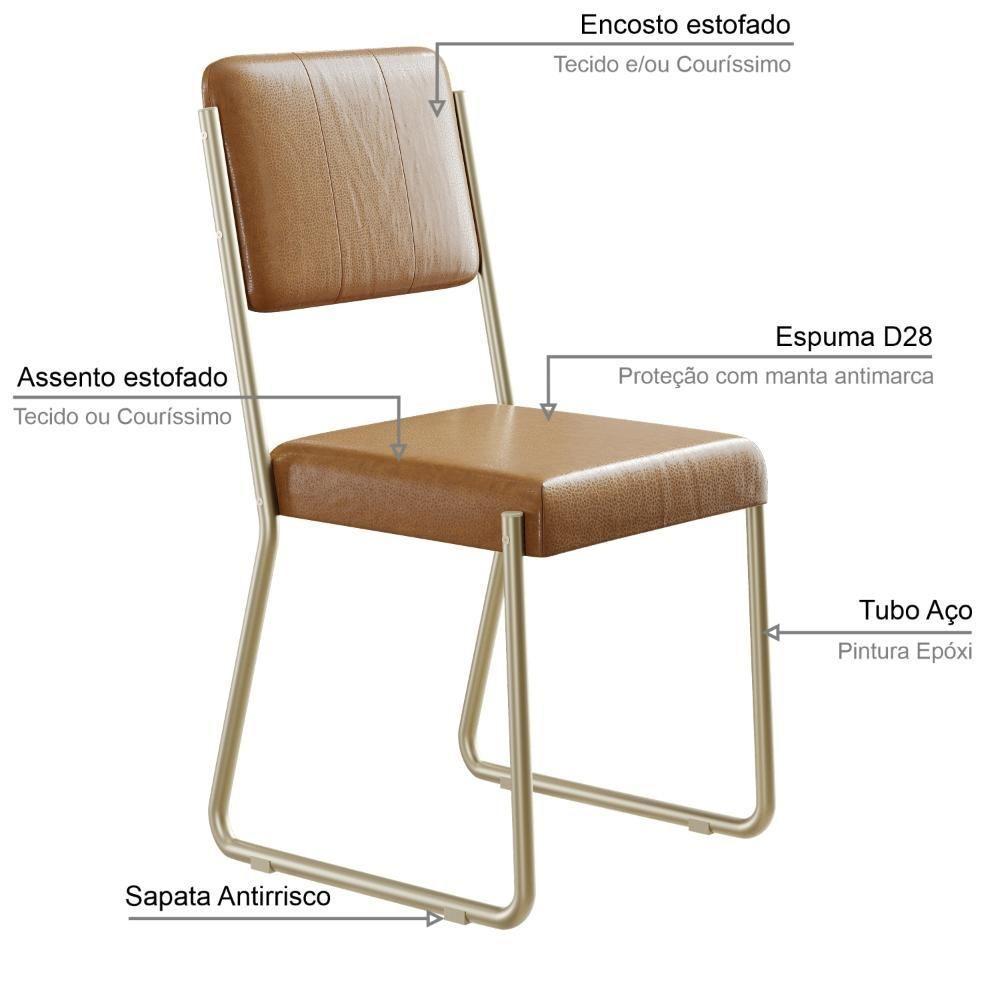 Conjunto 2 Cadeiras De Jantar Next Tecido Courino Caramelo Estrutura Preta - 4