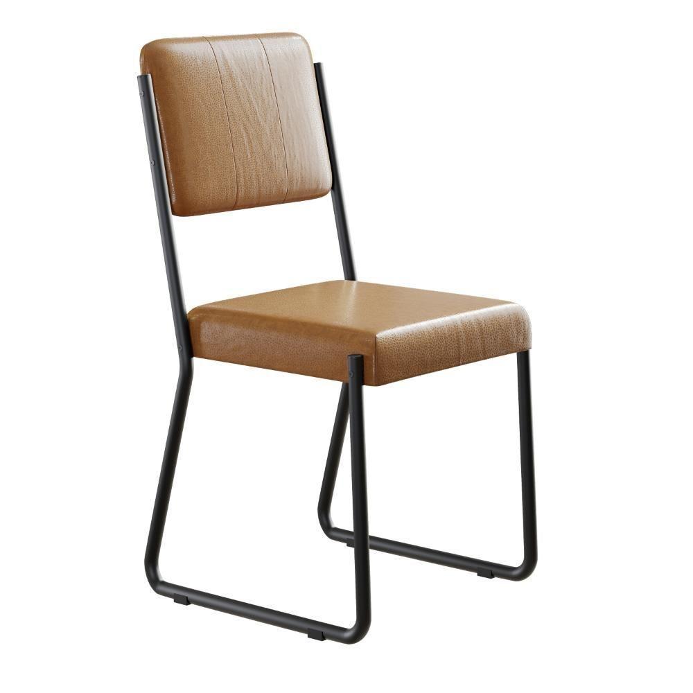 Conjunto 2 Cadeiras De Jantar Next Tecido Courino Caramelo Estrutura Preta - 5