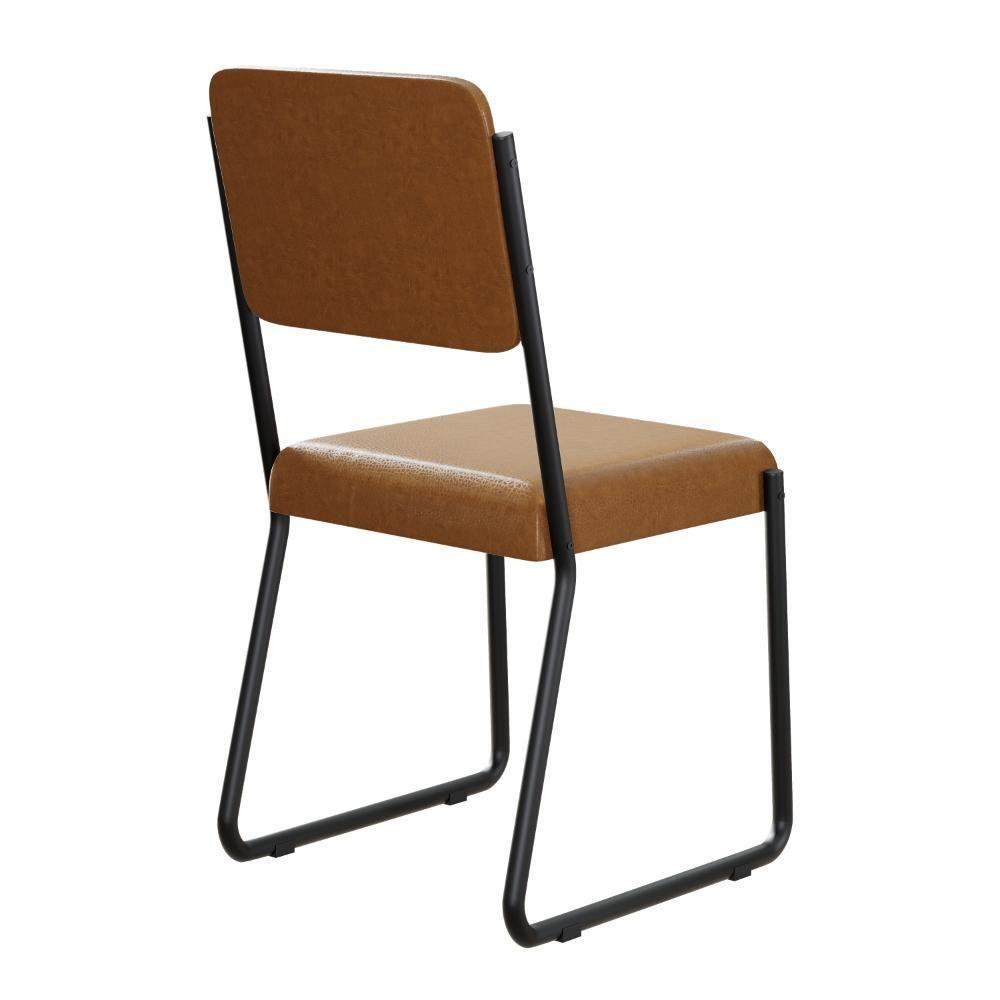 Conjunto 2 Cadeiras De Jantar Next Tecido Courino Caramelo Estrutura Preta - 6