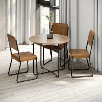 Conjunto 2 Cadeiras De Jantar Next Tecido Courino Caramelo Estrutura Preta - 1