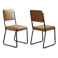 Conjunto 2 Cadeiras De Jantar Next Tecido Courino Caramelo Estrutura Preta - 2