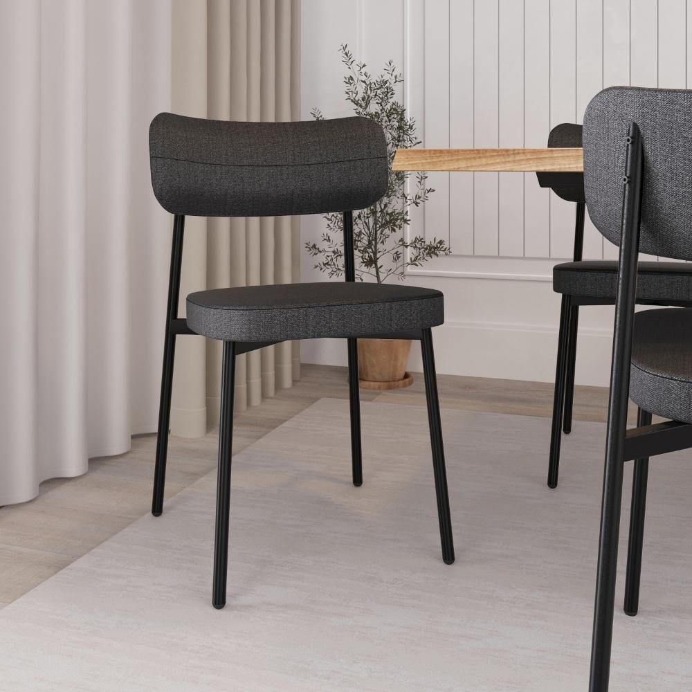 Conjunto 2 Cadeiras De Jantar Alloa Corriente Grafite Estrutura Preta - 3