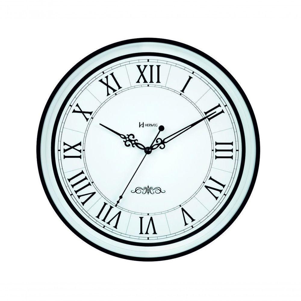 Relógio De Parede Números Romanos Preto Fosco Herweg 6870 único - 1