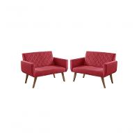 Kit 2 Poltronas 2 Lugares Anabelle Unidecor Vermelho - 1